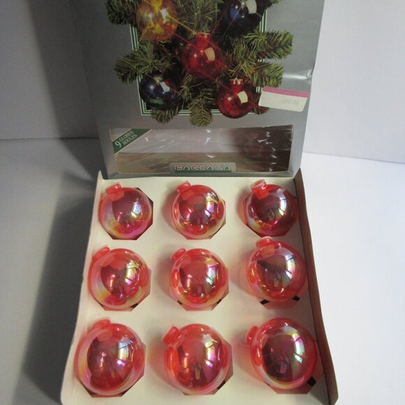 9 BARCANA Pink Iridescent Plastic Ornament Globe Light Covers CANADA Vintage 3" - Picture 1 of 12